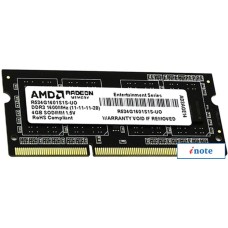 Оперативная память AMD Radeon Entertainment 4GB DDR3 SO-DIMM (R534G1601S1S-UO)