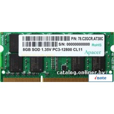 Оперативная память Apacer 8GB DDR3 SO-DIMM PC3-12800 AS08GFA60CATBGC