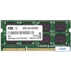 Оперативная память Foxline 8GB DDR3 SO-DIMM PC3-12800 [FL1600D3S11-8G]