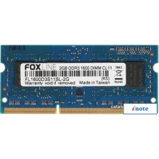 Оперативная память Foxline 8GB DDR3 SODIMM PC3-12800 FL1600D3S11L-8G